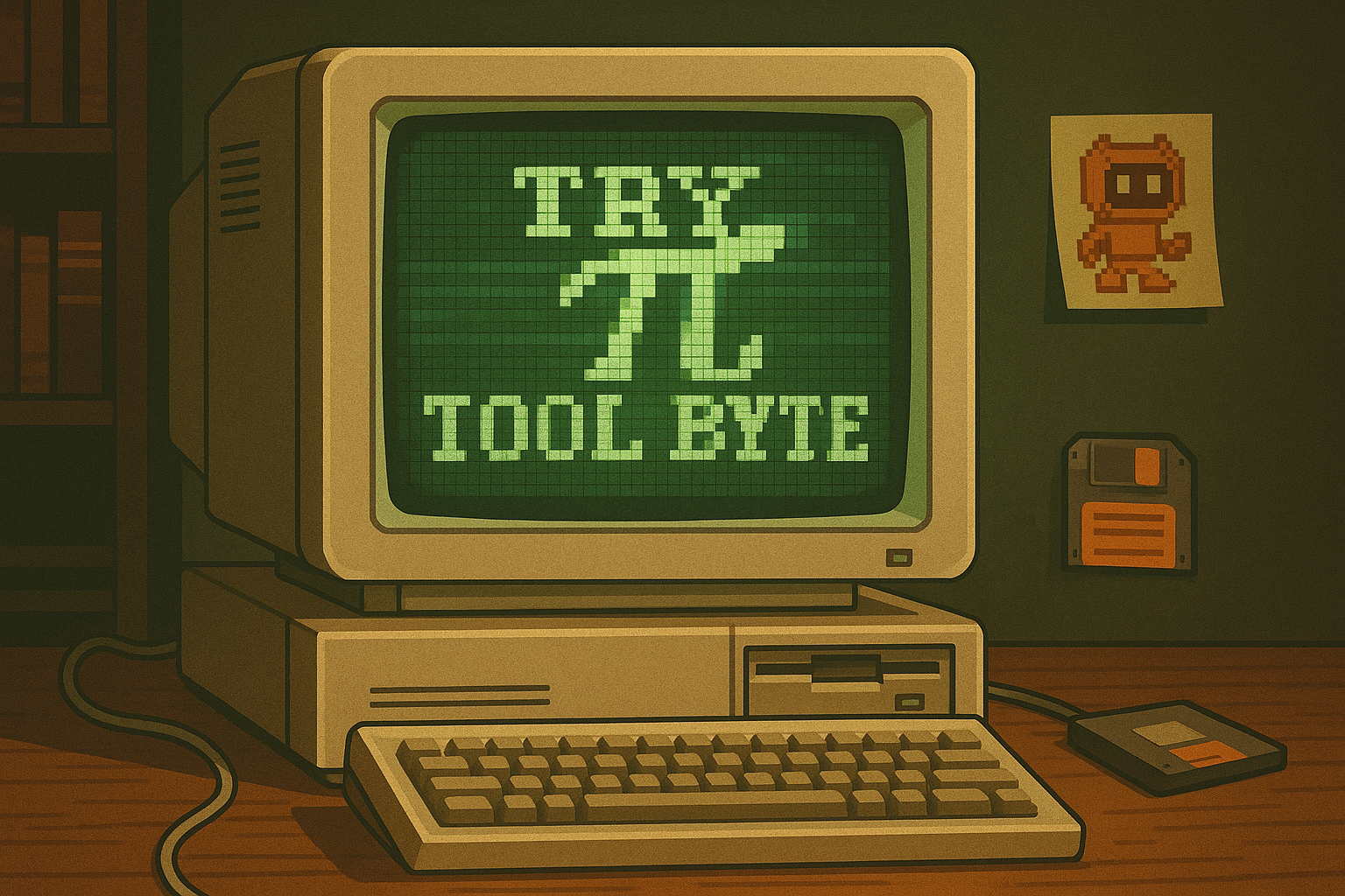 TryToolByte Mascot and CRT Monitor